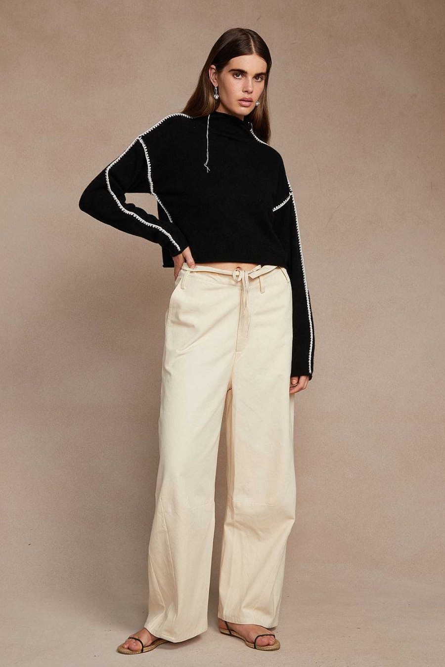 Ready To Wear Chan Luu | Paper Bag Barrel Pant Antique White