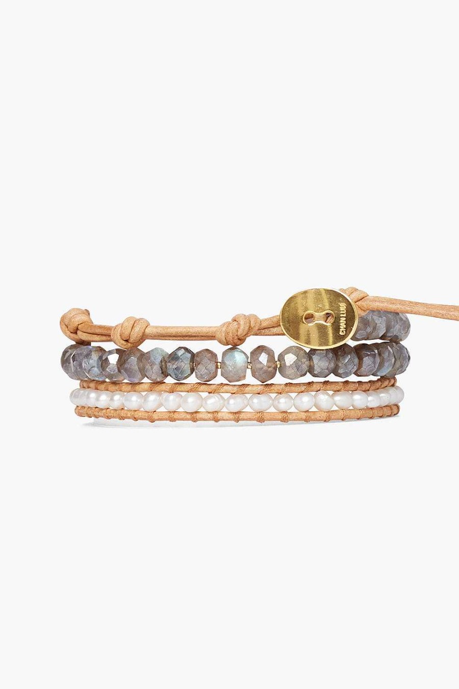 Jewelry Chan Luu | Mano Triple Wrap Bracelet White Pearl Mix