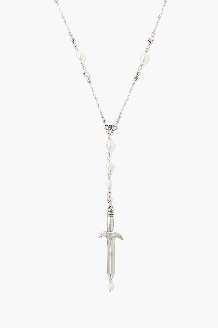 Jewelry Chan Luu | Silver Dagger And White Pearl Necklace