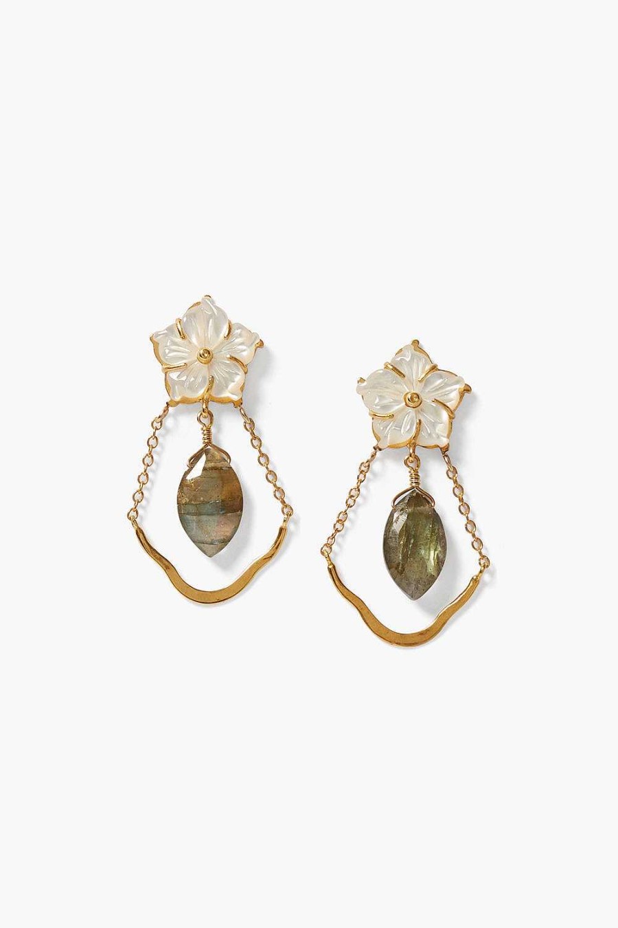 Jewelry Chan Luu | Plumeria Chandelier Earrings Labradorite Mix