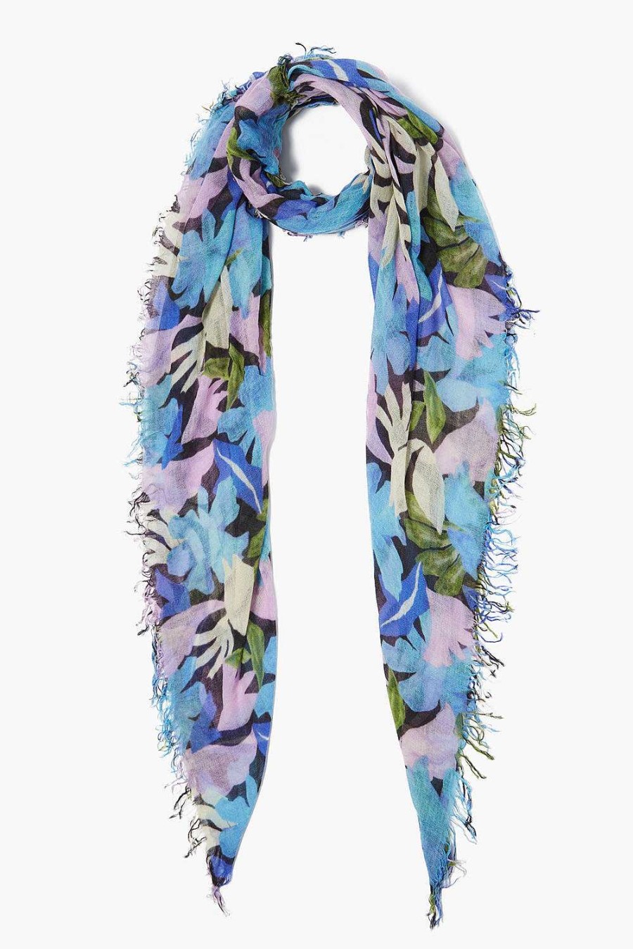 Accessory Chan Luu | Pageant Blue Floral Print Cashmere And Silk Scarf