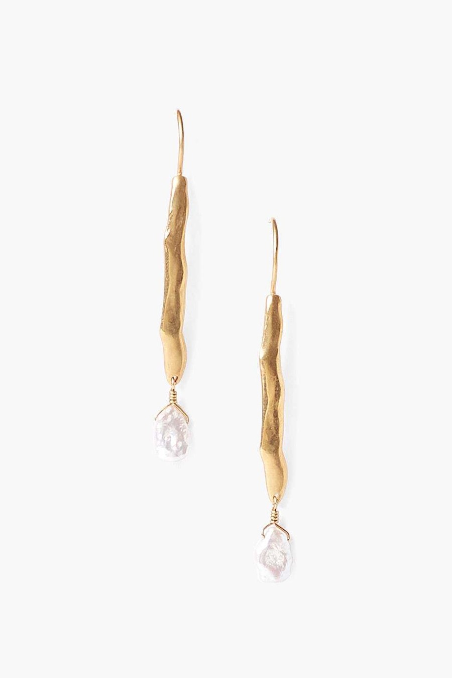 Jewelry Chan Luu | Gold Wave Pearl Drop Earrings