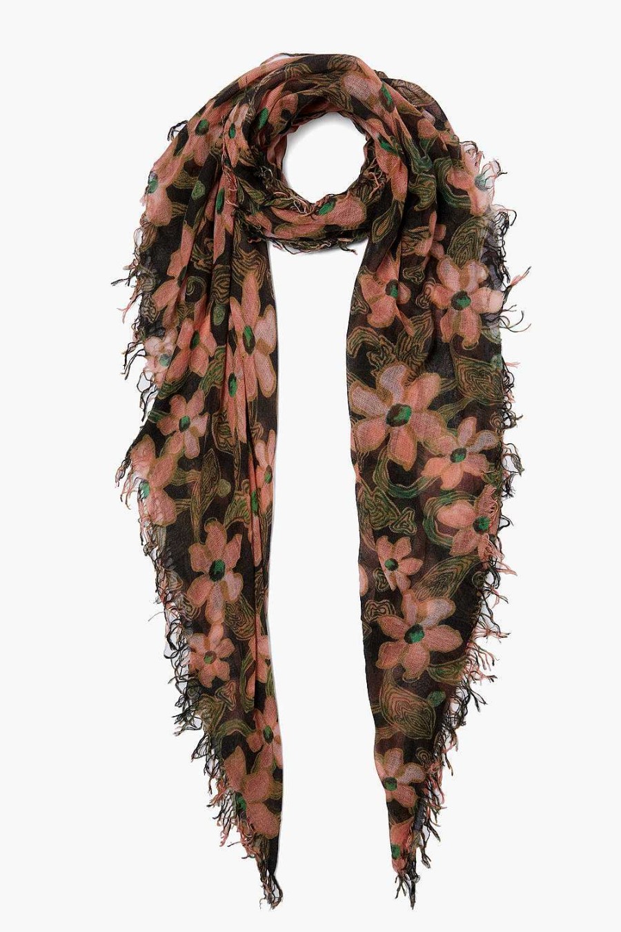 Accessory Chan Luu | Vibrant Green Meadow Floral Cashmere And Silk Scarf