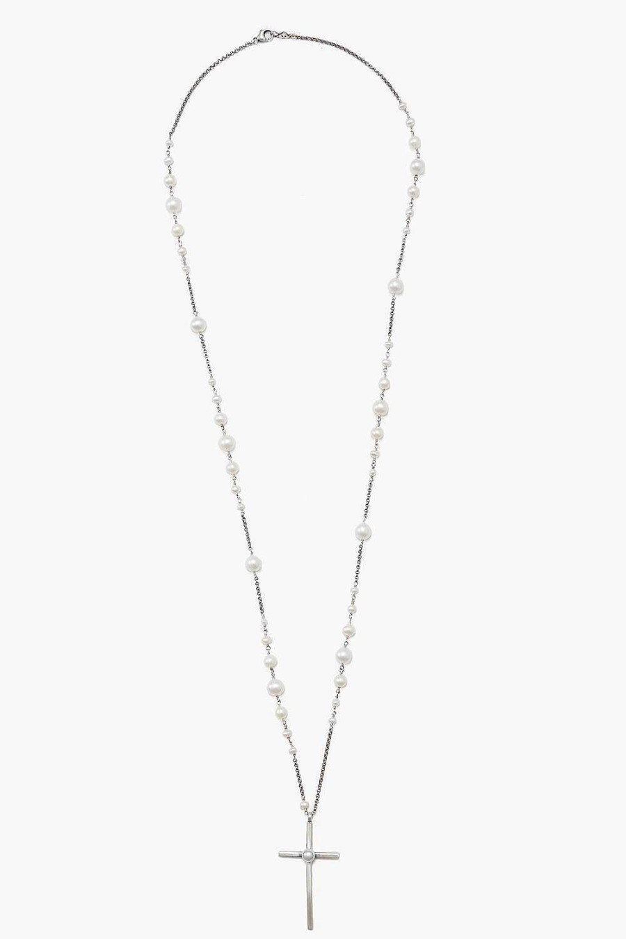 Jewelry Chan Luu | White Pearl And Silver Rosary Necklace