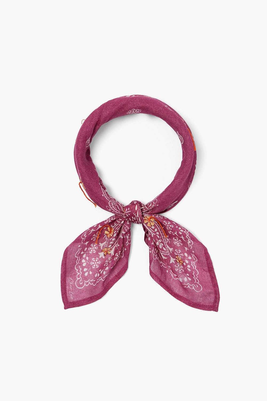 Accessory Chan Luu | Embroidered Paisley Floral Bandana Rose Sorbet