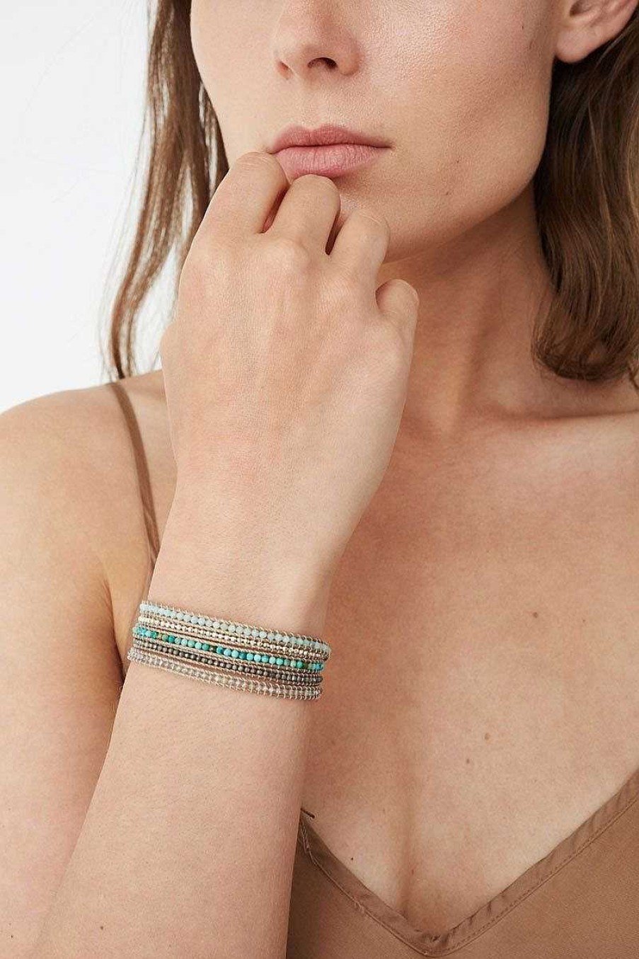 Jewelry Chan Luu | Turquoise Mix Wrap Bracelet On Sand Cord