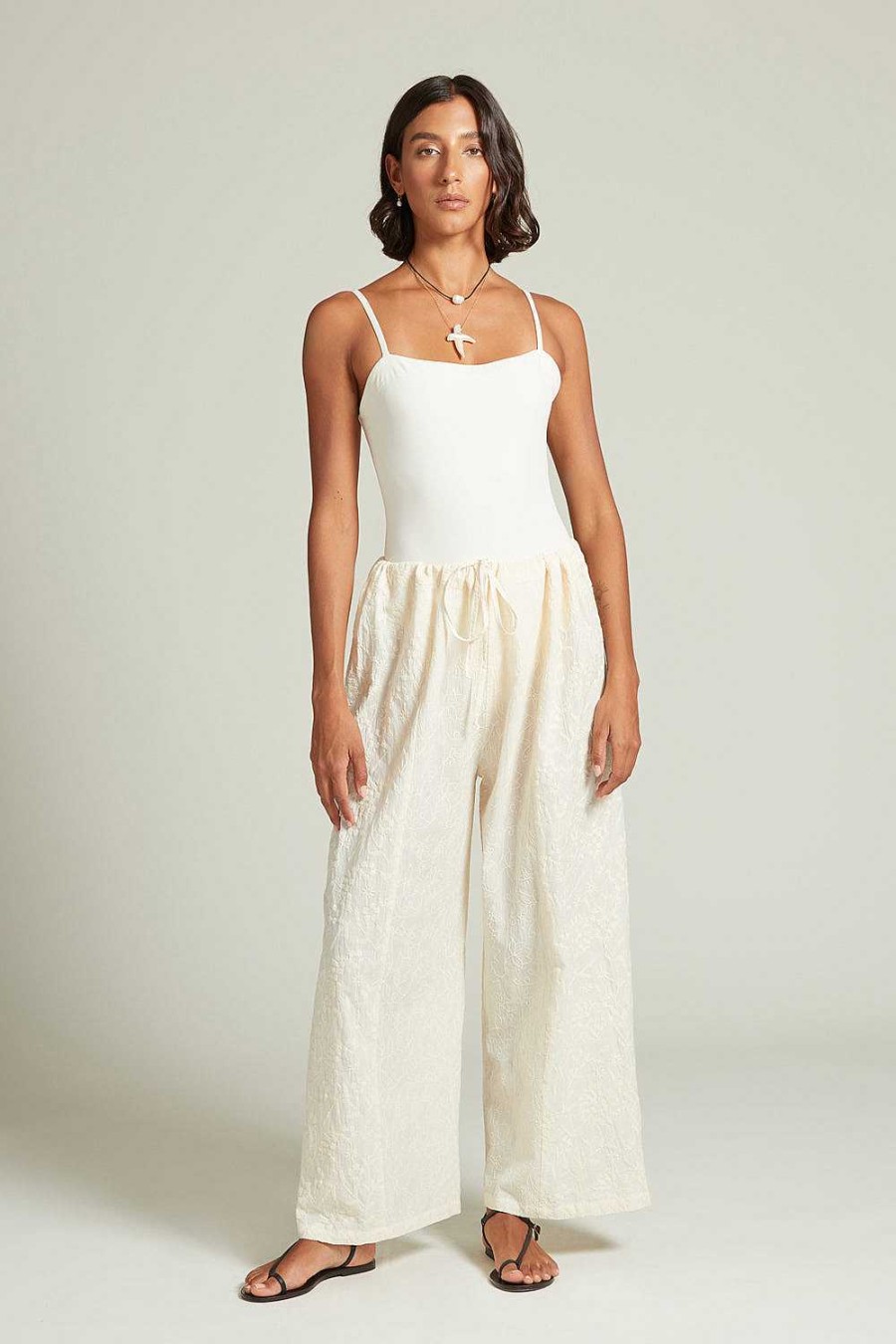 Ready To Wear Chan Luu | Wisteria Embroidered Pant Natural