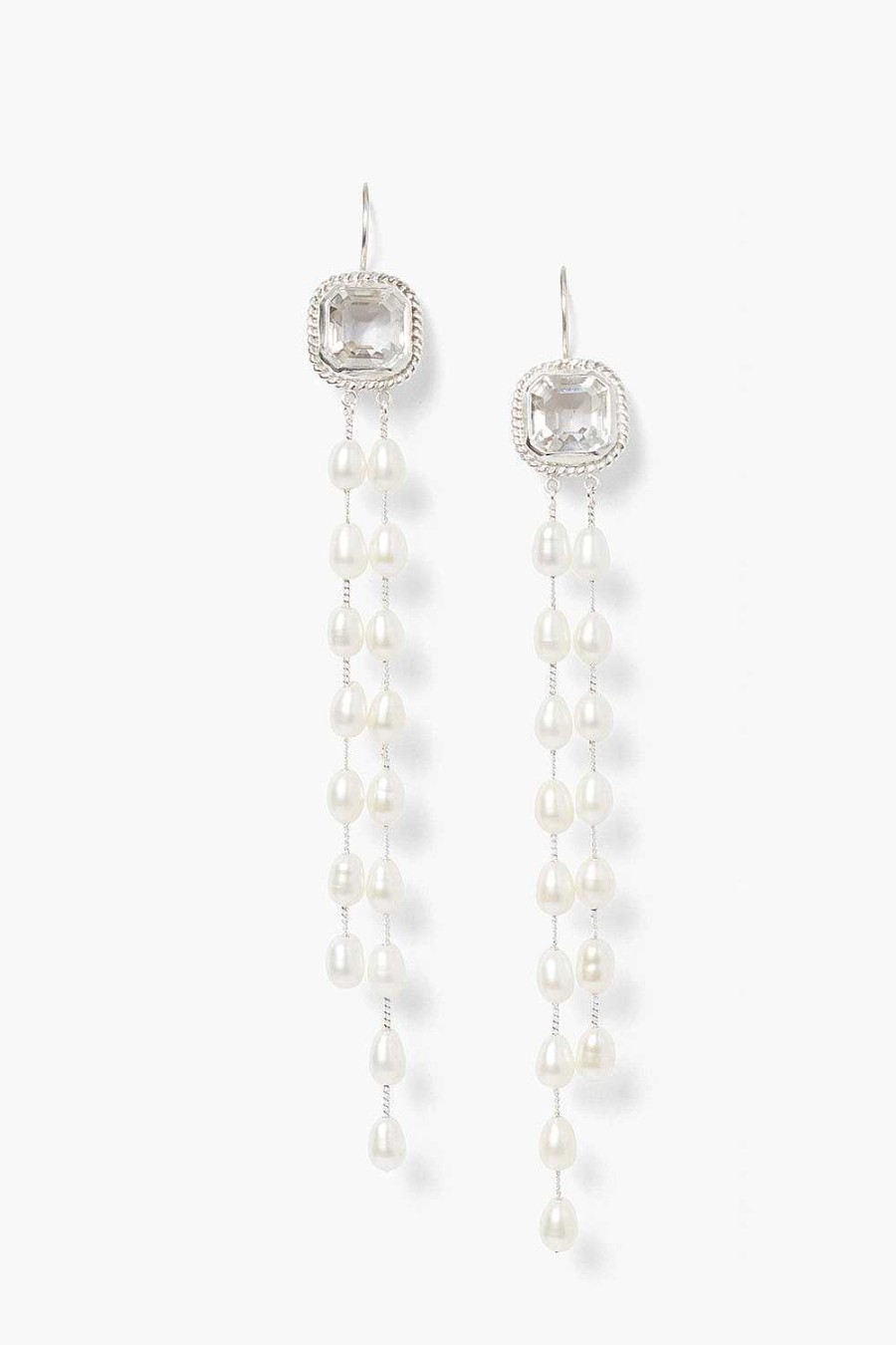 Jewelry Chan Luu | Geneva Tiered Pearl Earrings Crystal