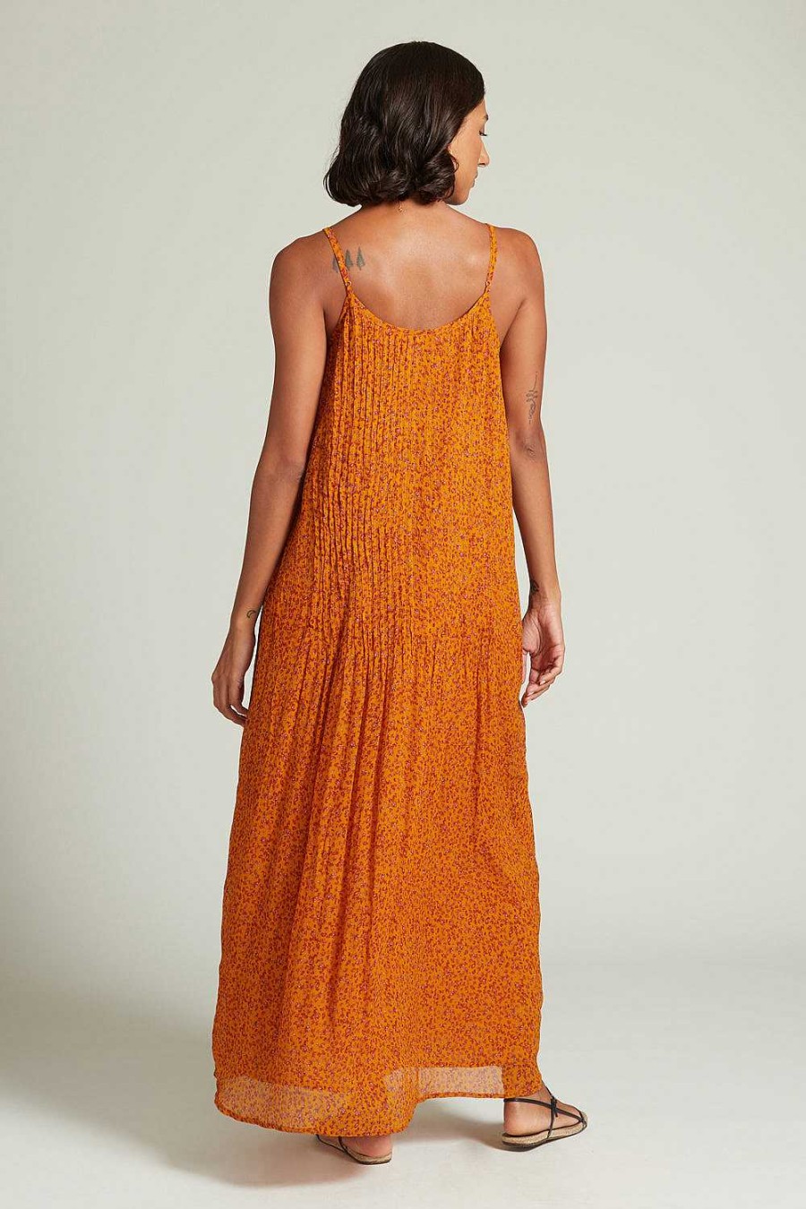 Ready To Wear Chan Luu | Emma Pleated Paisley Sundress Chai Tea