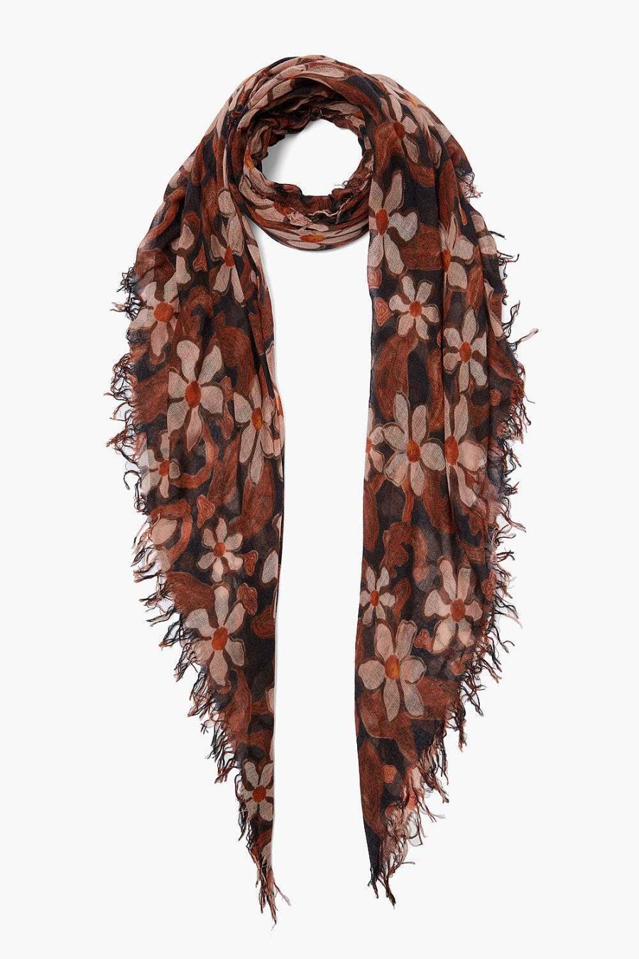 Accessory Chan Luu | Dark Sapphire Meadow Floral Cashmere And Silk Scarf