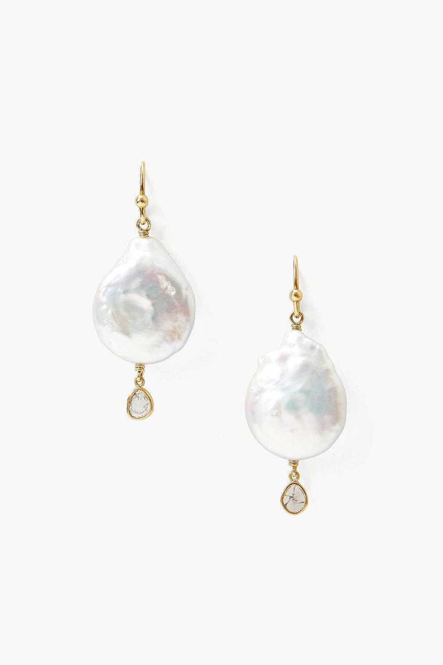 Jewelry Chan Luu | White Pearl And Diamond Teardrop Earrings