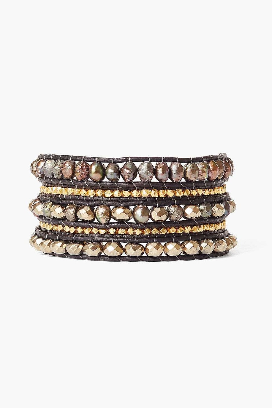 Jewelry Chan Luu | Pyrite Mix And Pearl Wrap Bracelet