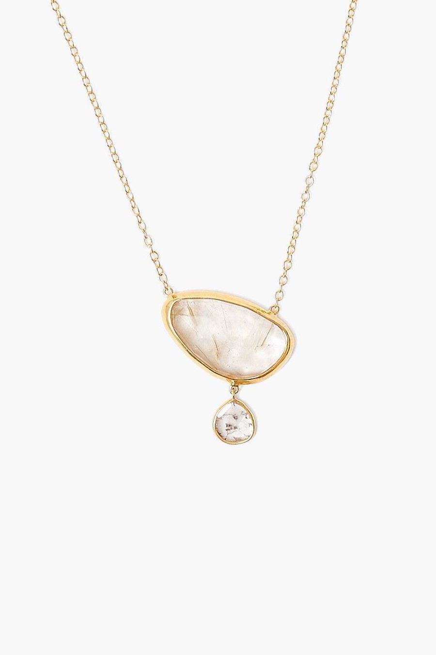 Jewelry Chan Luu | 14K Quartz Diamond Drop Gold Cliff Necklace