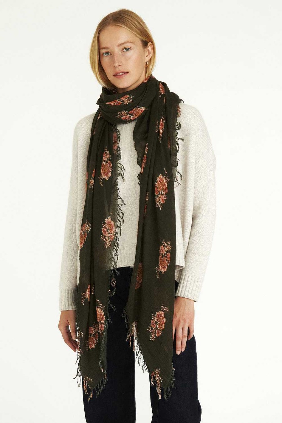 Accessory Chan Luu | Kombu Hibiscus Floral Cashmere And Silk Scarf