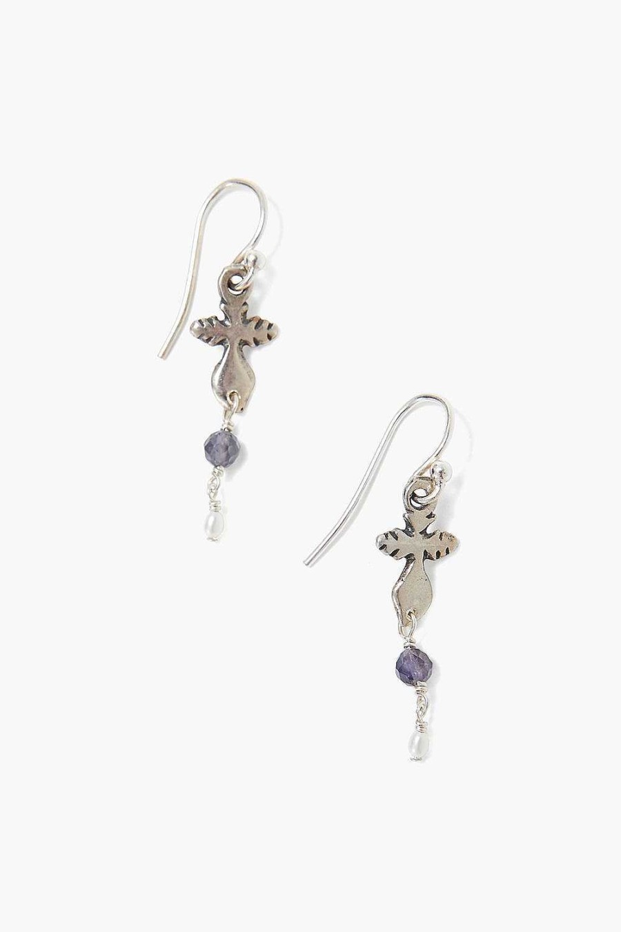 Jewelry Chan Luu | White Pearl And Iolite Silver Dagger Earrings