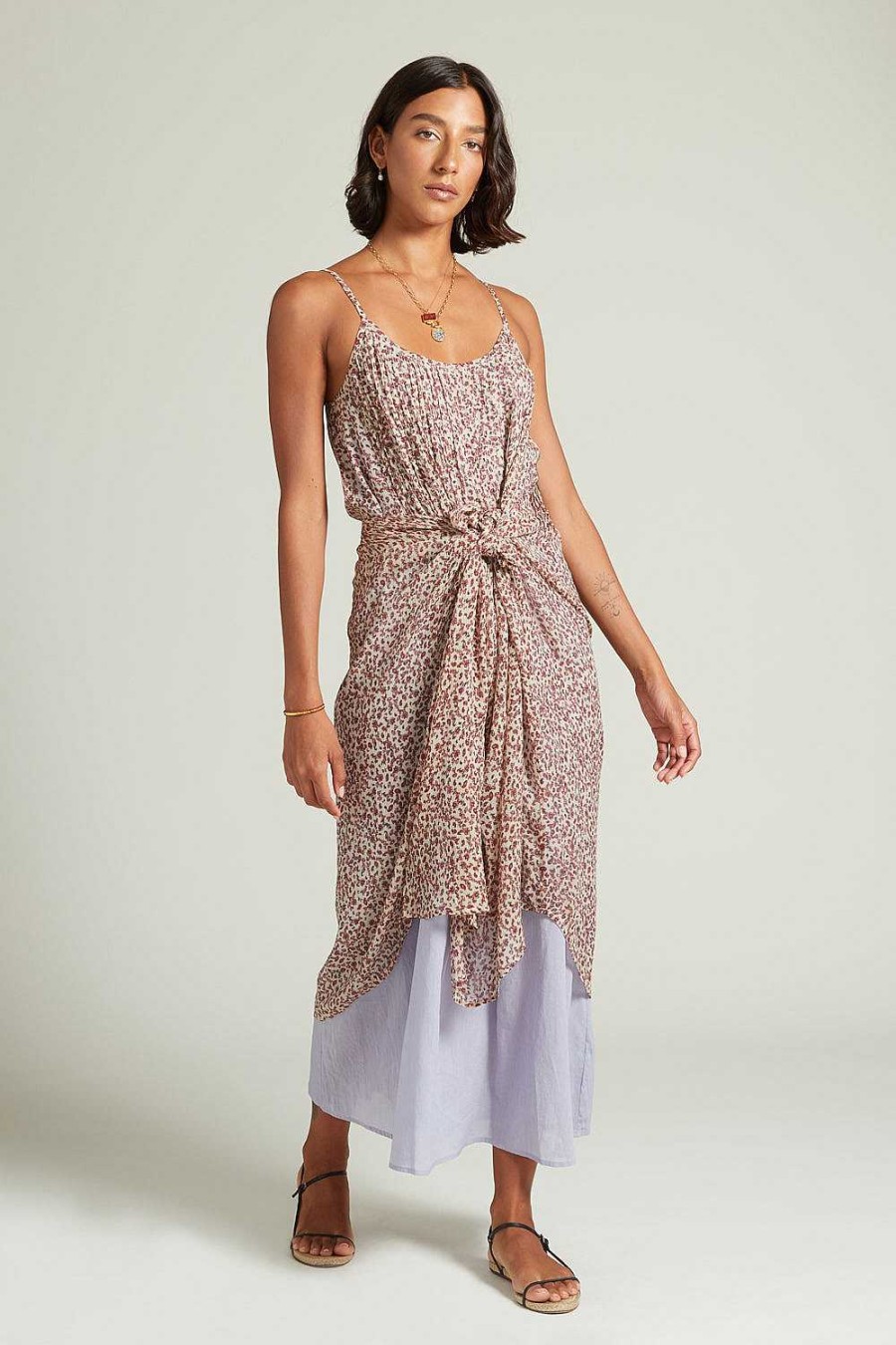 Ready To Wear Chan Luu | Emma Pleated Paisley Sundress Eggshell