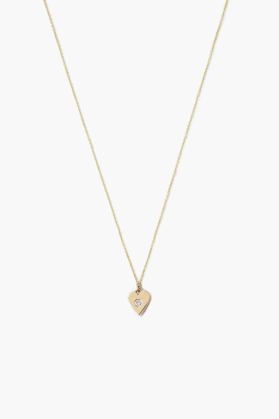 Jewelry Chan Luu | 14K Gold Heart Necklace With Diamond Inlay