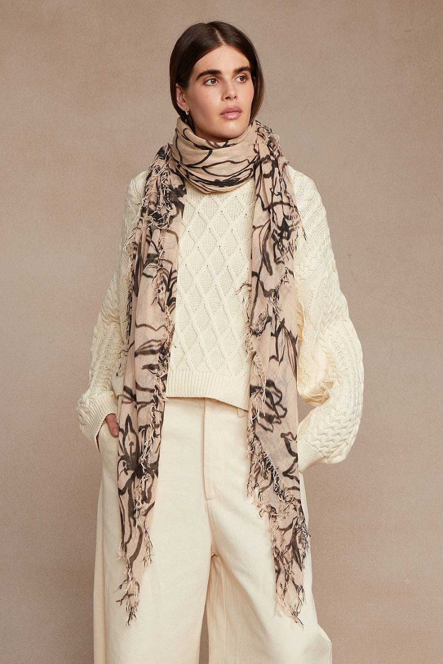 Accessory Chan Luu | Egret Painterly Floral Cashmere And Silk Scarf