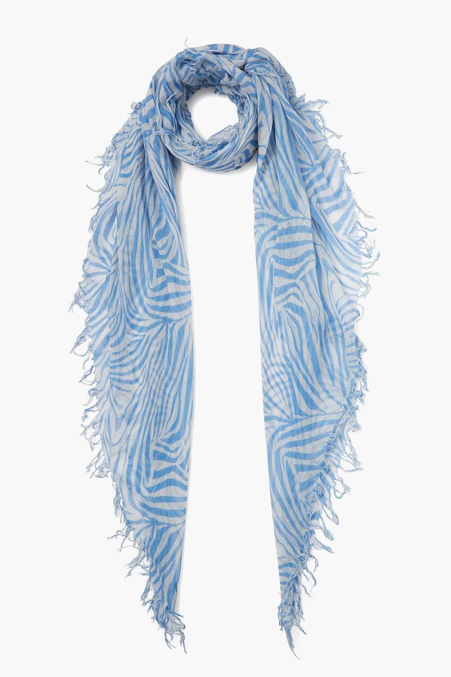 Accessory Chan Luu | Baby Blue Zebra Print Cashmere And Silk Scarf