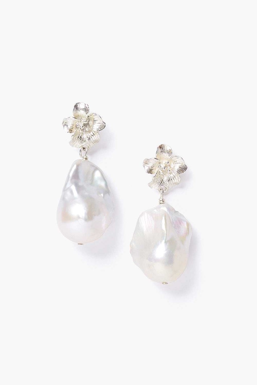 Jewelry Chan Luu | Silver Hibiscus Pearl Drop Earrings