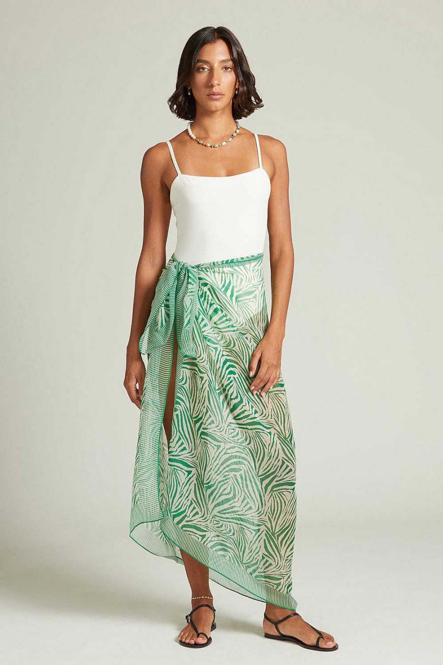 Ready To Wear Chan Luu | Zebra Print Sarong Verdant Green