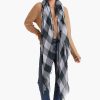 Accessory Chan Luu | Slate Gray And Green Gingham Cashmere And Silk Scarf