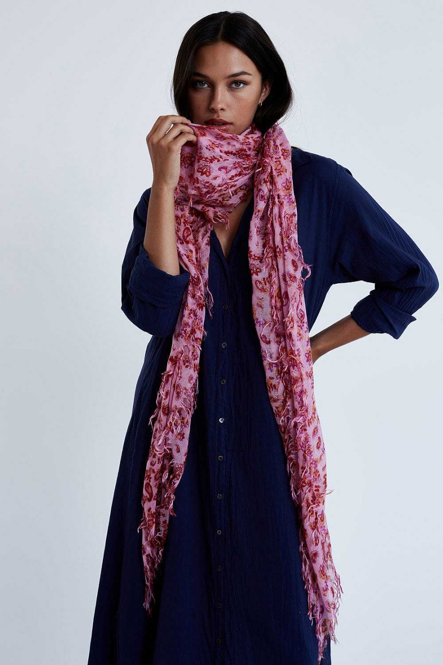 Accessory Chan Luu | Fuchsia Pink Paisley Cashmere And Silk Scarf