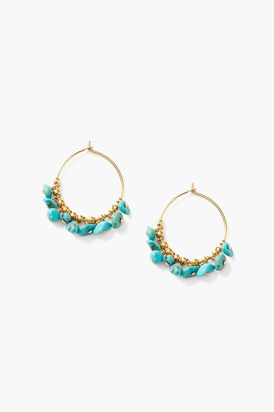 Jewelry Chan Luu | Turquoise & Gold Heishi Hoops