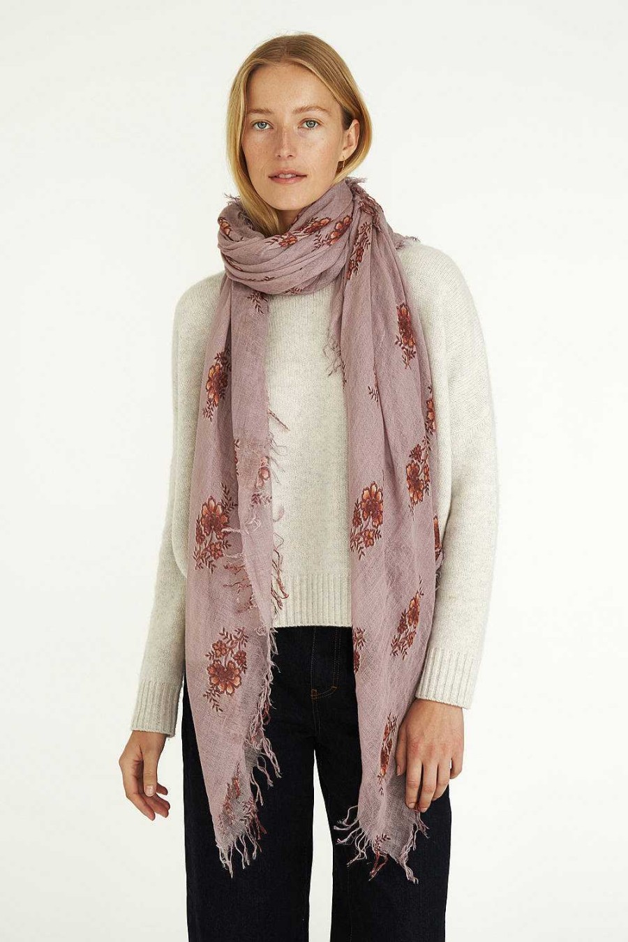 Accessory Chan Luu | Orchid Hush Hibiscus Floral Cashmere And Silk Scarf