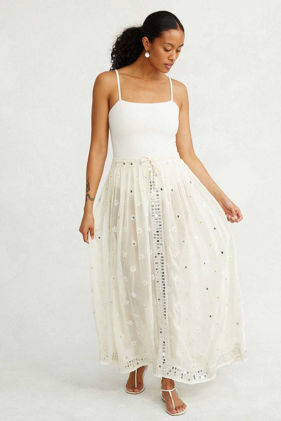 Ready To Wear Chan Luu | Phoebe Embroidered Dress Cloud Cream