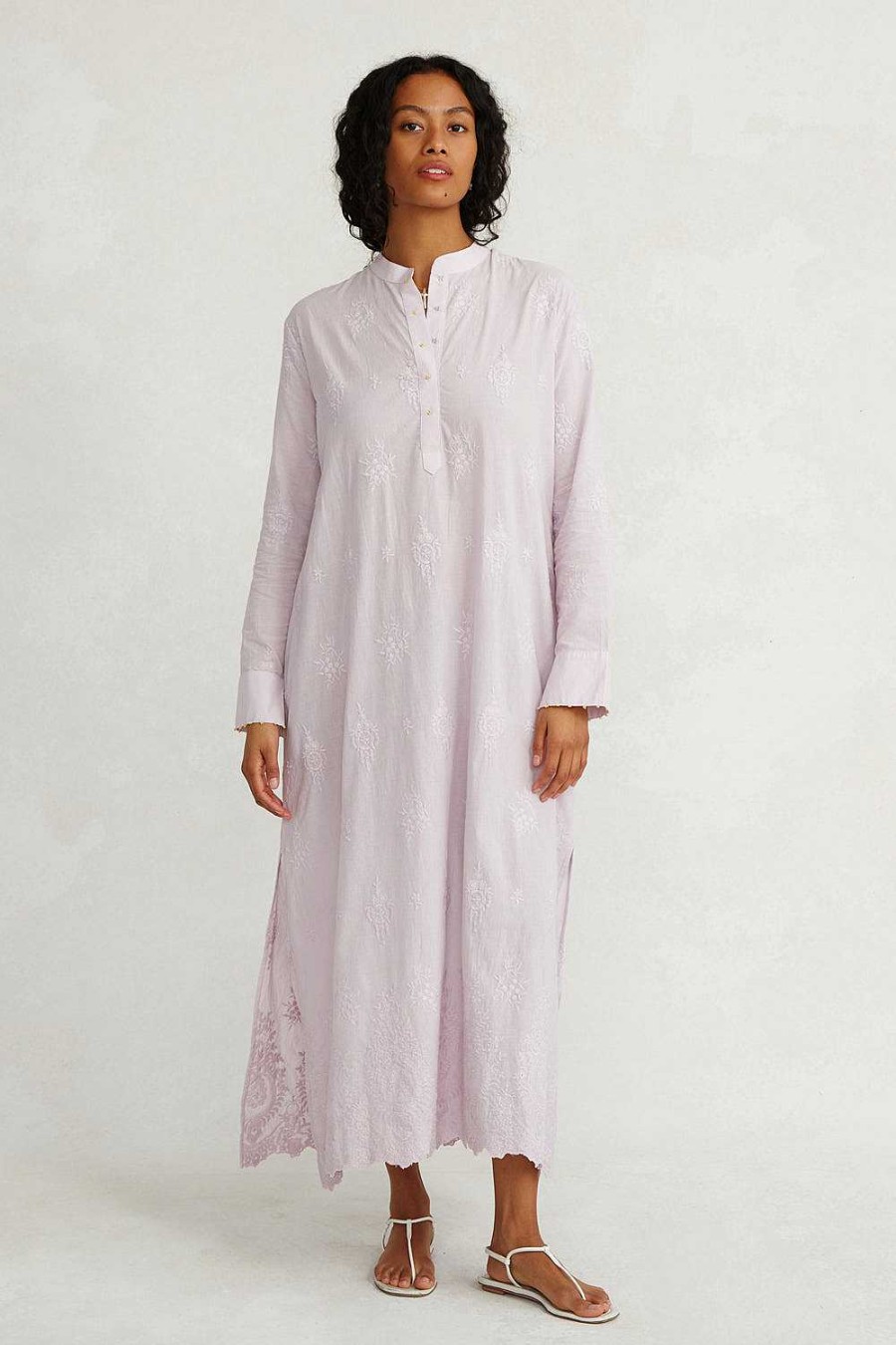 Ready To Wear Chan Luu | Saman Embroidered Dress Orchid Hush