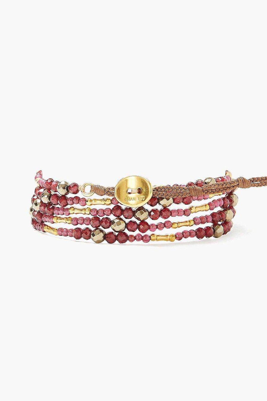 Jewelry Chan Luu | Garnet And Gold Mix Naked Wrap Bracelet