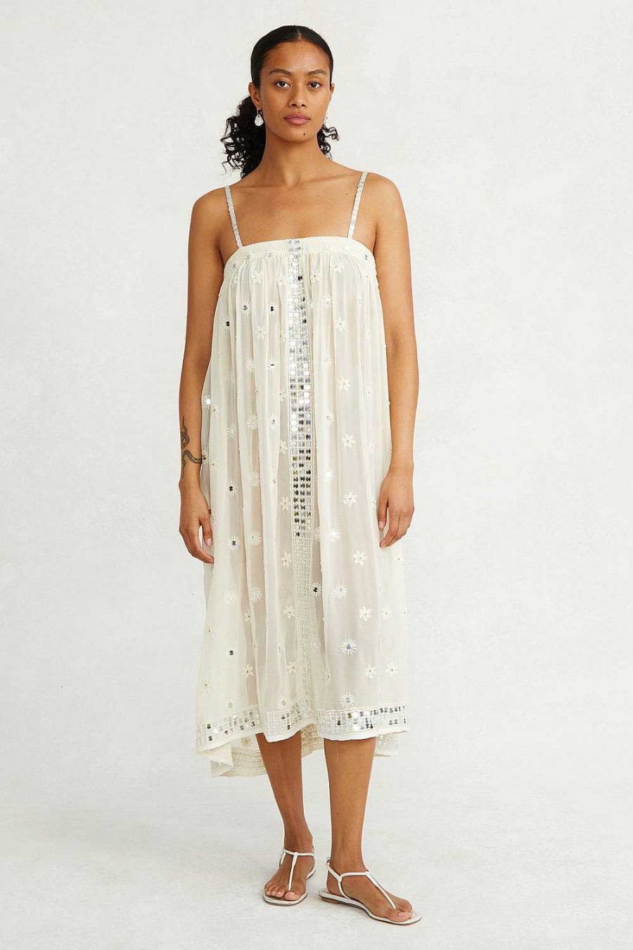 Ready To Wear Chan Luu | Phoebe Embroidered Dress Cloud Cream