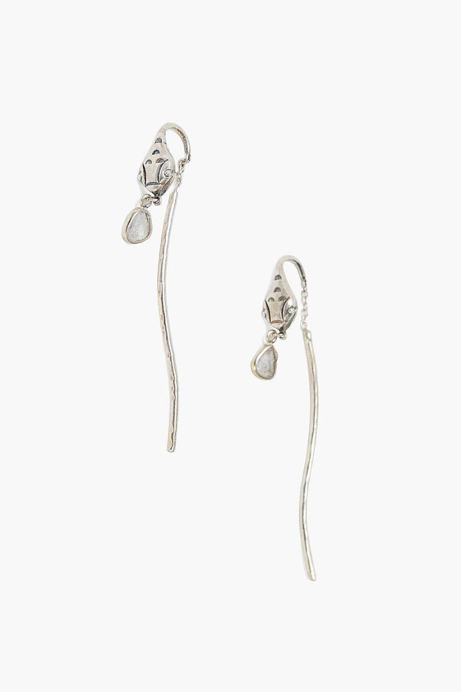 Jewelry Chan Luu | Silver Serpent And Diamond Thread-Thru Earrings