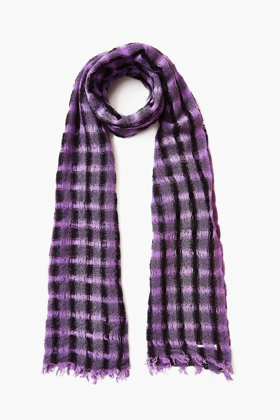 Accessory Chan Luu | Amethyst Checkered Wool Scarf