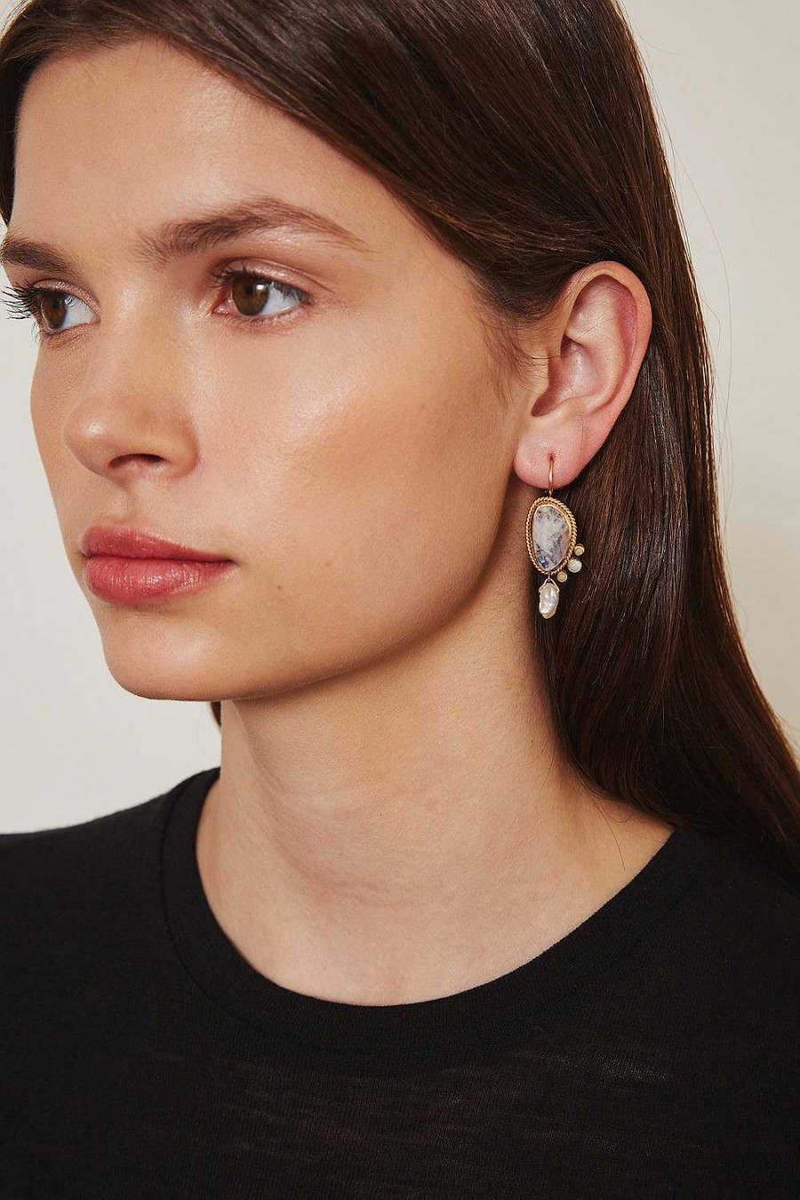 Jewelry Chan Luu | 14K Moonstone Mix Pompeii Earrings