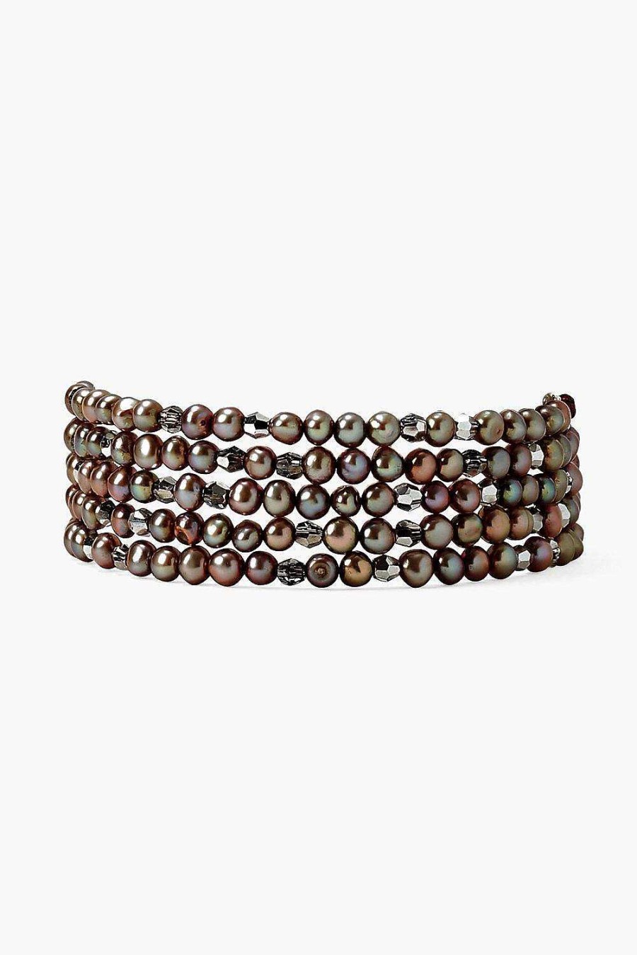 Jewelry Chan Luu | Taupe Pearl And Crystal Naked Wrap Bracelet