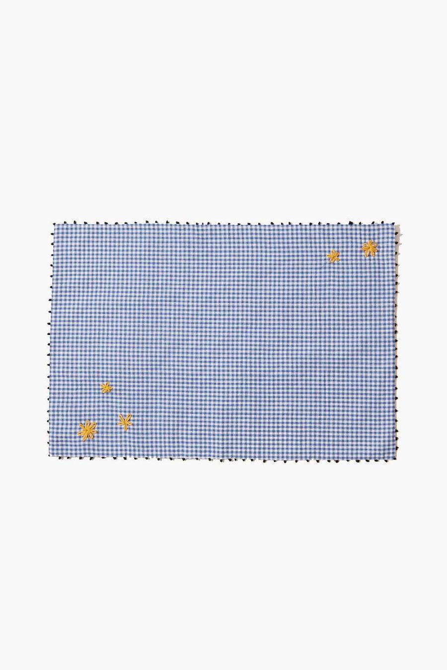 Home Chan Luu | Blue Gingham Embroidered Placemat Set