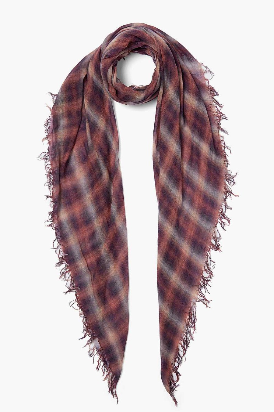 Accessory Chan Luu | Dark Sapphire Plaid Cashmere And Silk Scarf