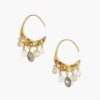 Jewelry Chan Luu | Petite Crescent White Pearl And Citrine Mix Gold Hoop Earrings