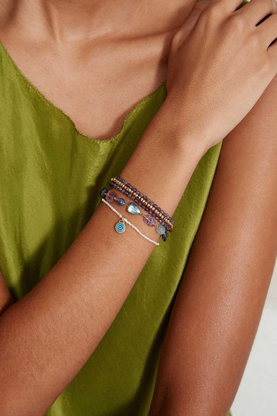 Jewelry Chan Luu | Mya Evil Eye Bracelet Turquoise Mix