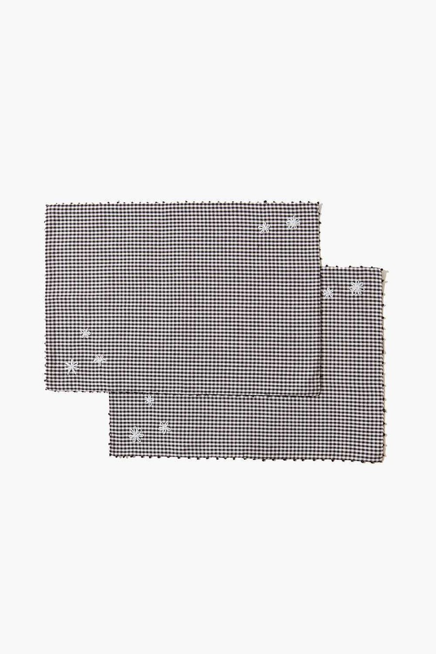 Home Chan Luu | Black Gingham Embroidered Placemat Set