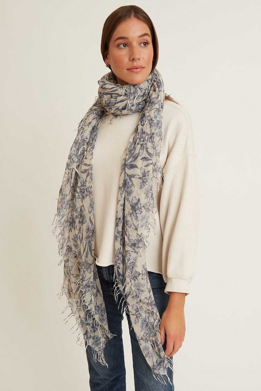 Accessory Chan Luu | Estate Blue Vintage Floral Cashmere And Silk Scarf