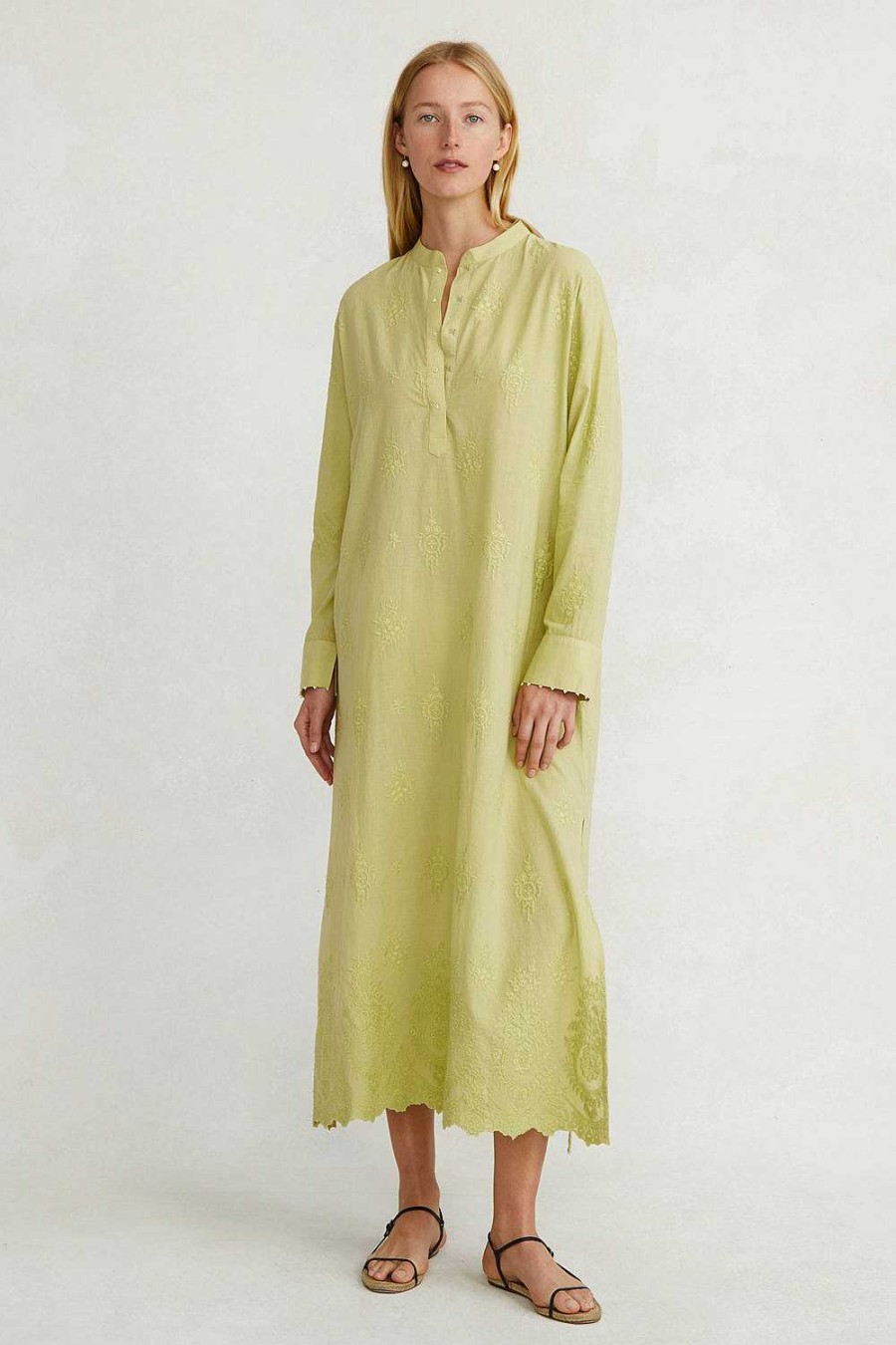 Ready To Wear Chan Luu | Saman Embroidered Dress Green