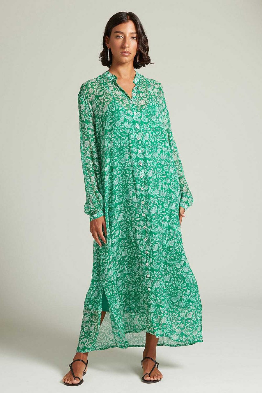 Ready To Wear Chan Luu | Eloise Floral Dress Verdant Green