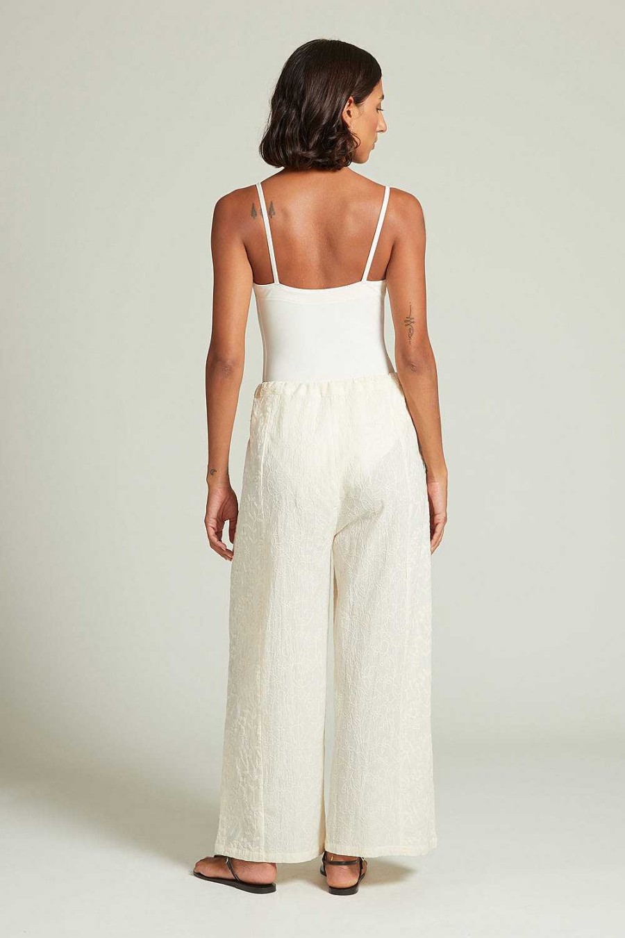 Ready To Wear Chan Luu | Wisteria Embroidered Pant Natural