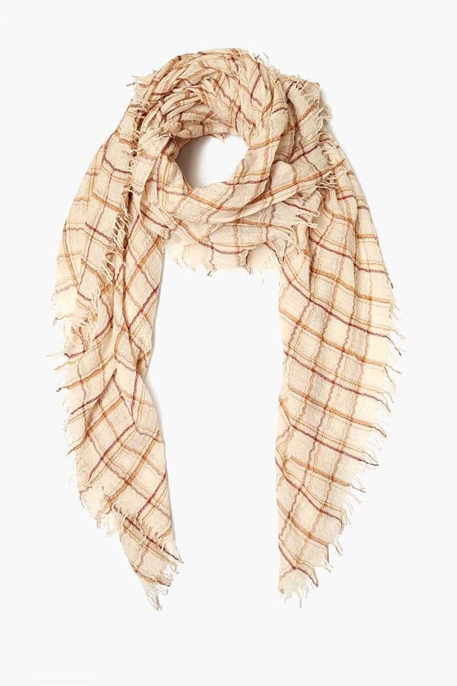 Accessory Chan Luu | Seed Pearl Mix Plaid Wool Scarf