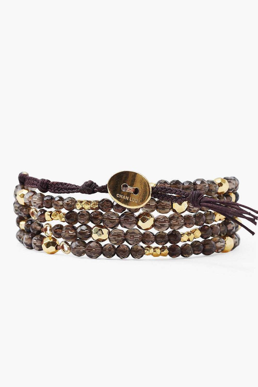 Jewelry Chan Luu | Smoky Quartz And Gold Nugget Naked Wrap Bracelet