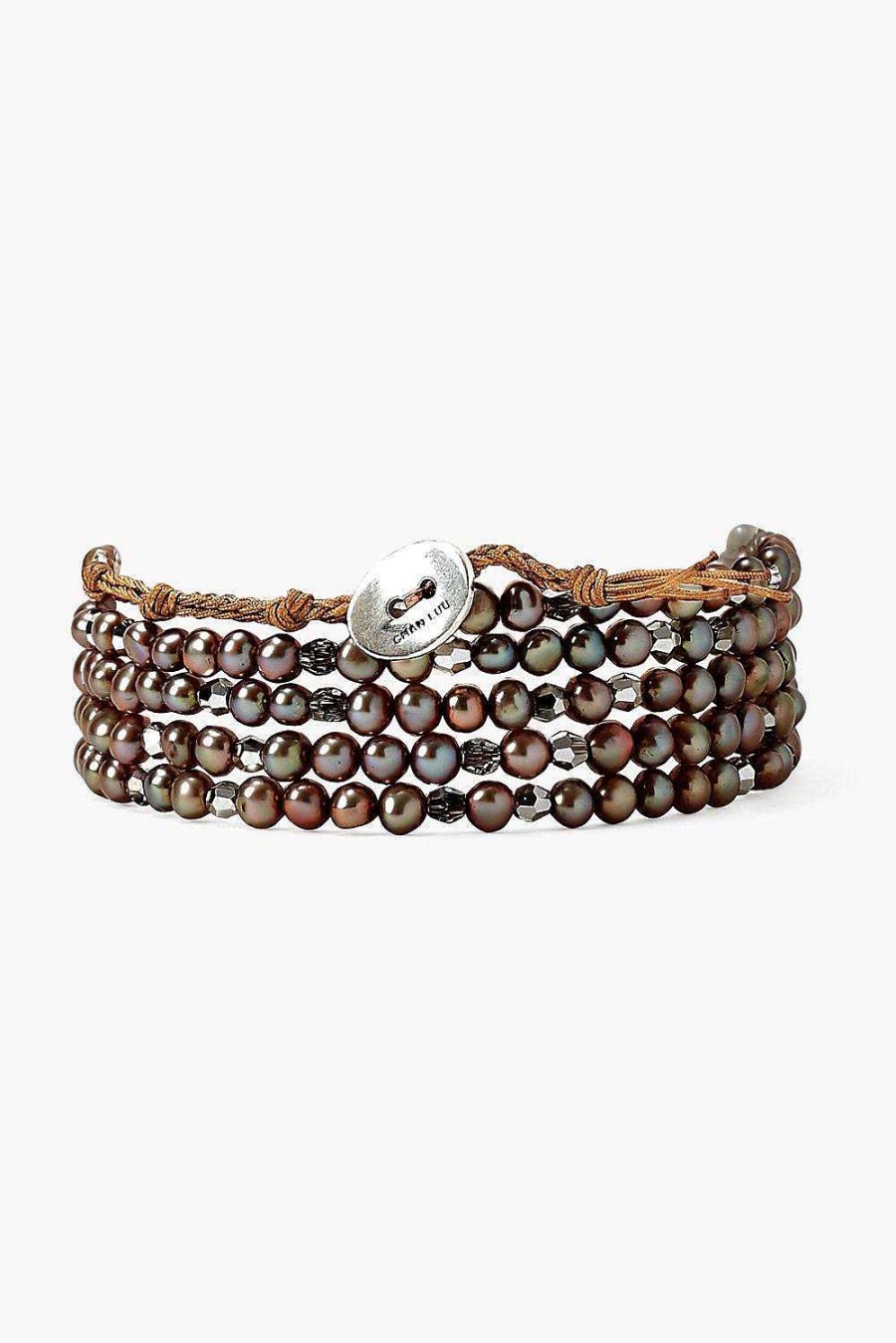 Jewelry Chan Luu | Taupe Pearl And Crystal Naked Wrap Bracelet