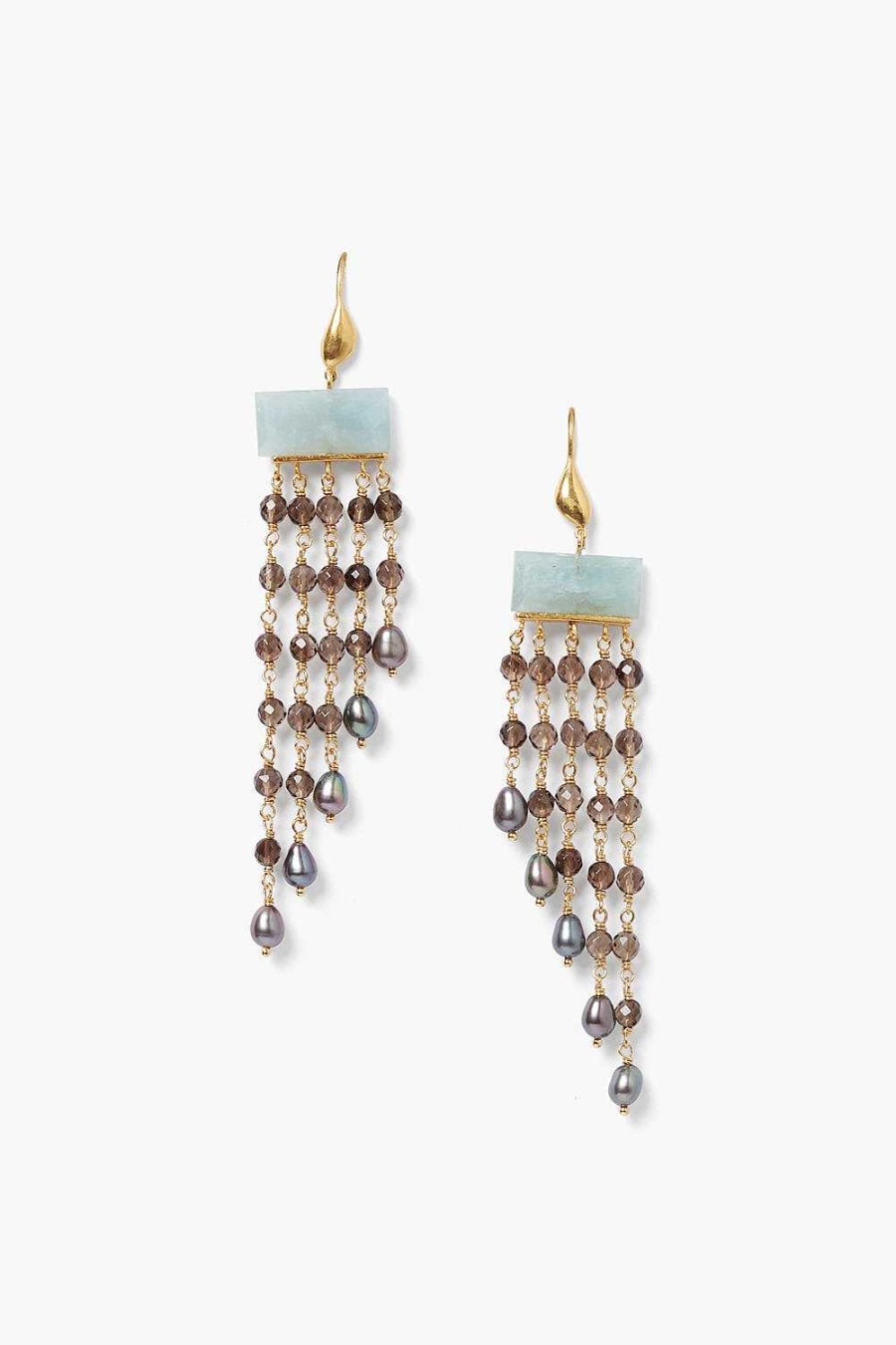 Jewelry Chan Luu | Phaedra Waterfall Earrings Smoky Quartz Mix